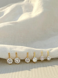 Hypoallergenic Gold Stud Earrings Cubic Zirconia Jewelry For Sensitive Ears Nickel Free Daily Wear Earrings Women Everyday Jewelry Collection Three Prong Setting Design Classic Minimalist Style Perfect Wedding Bridesmaid Gift Graduation