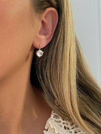 Wedding Bridesmaid Gift Jewelry Cubic Zirconia Stud Earrings Women Gold Plated Elegant Design Hypoallergenic Nickel Free Construction Perfect Thank You Present Graduation Gift Idea Everyday Wear Jewelry Round Stone Three Prong Setting