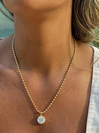 Bridesmaid Gift Jewelry Gold Necklace Cubic Zirconia Halo Pendant Wedding Day Accessory Bridal Party Gift Dainty Chain Design Elegant Sparkle Minimalist Style 18k Gold Filled Necklace Delicate Layering Jewelry Perfect Gift Her Special