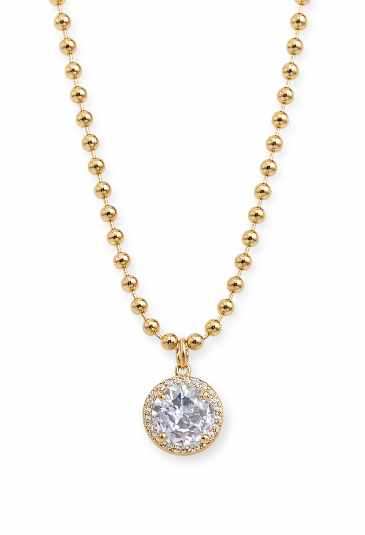 Bridesmaid Wedding Gift Dainty Gold Necklace Delicate Jewelry Accessory Cubic Zirconia Pendant Halo Design 18k Gold Filled Chain Minimalist Style Perfect Layering Necklace Birthday Present Her Special Day Jewelry Elegant Sparkle Beautiful