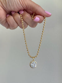 Minimalist Gold Necklace Elegant Jewelry Design Dainty Layering Piece Cubic Zirconia Pendant Halo Style 18k Gold Filled Chain Perfect Gift Her Birthday Wedding Bridesmaid Accessory Beautiful Sparkle Delicate Everyday Jewelry Special
